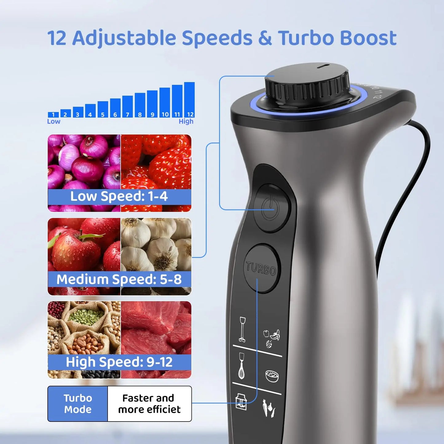 1000 Watt Powerful Handheld Immersion Blender For Smoothies