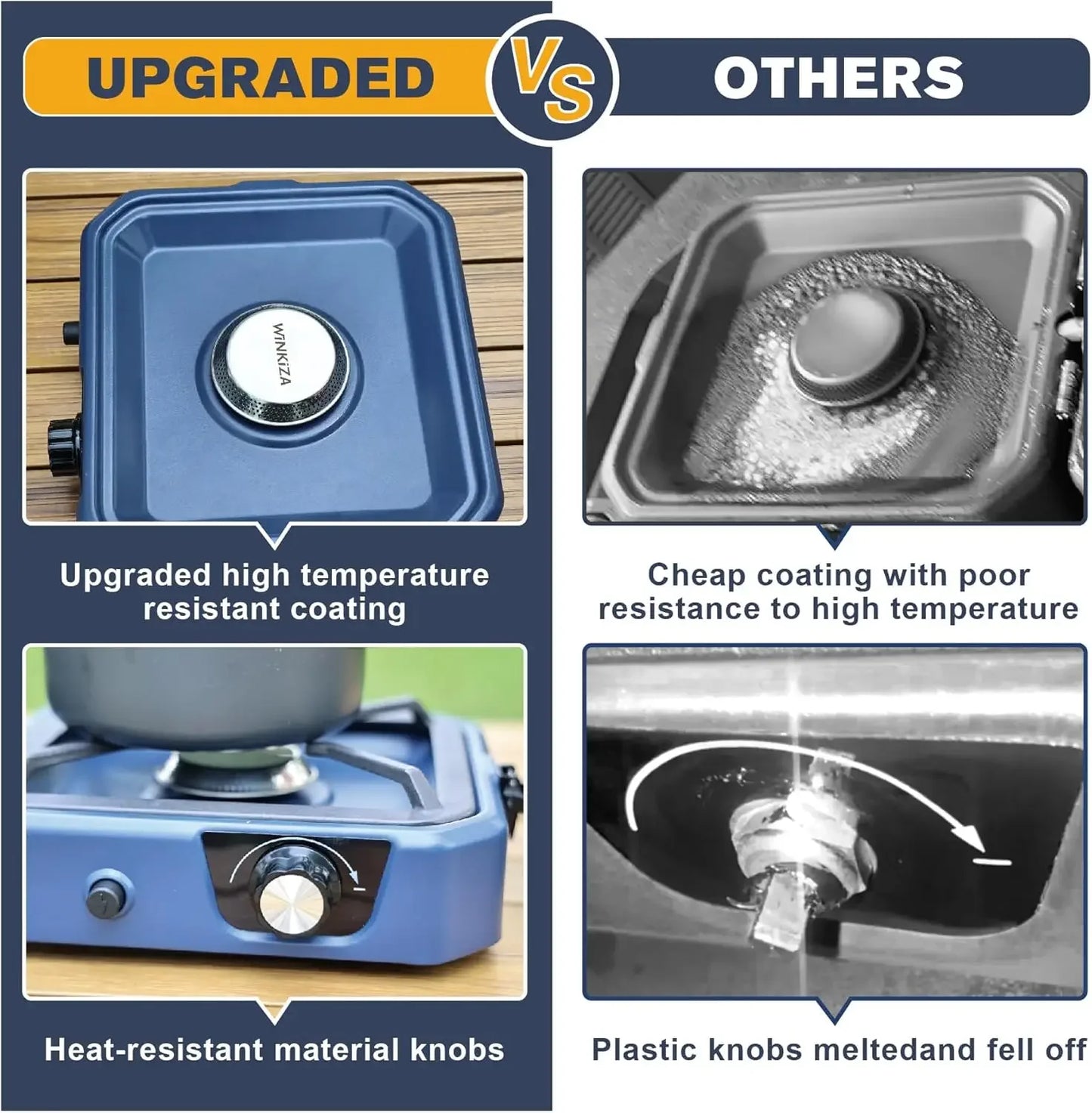 Camping Stove with Grill, Foldable Camp Stove with 16,000 BTU, Two Burners with Pie