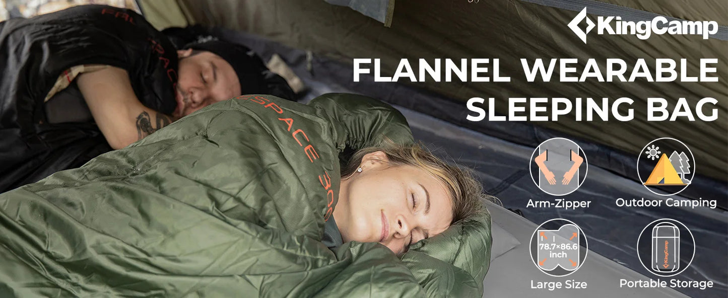 KingCamp Flannel Sleeping Bag for Camping, Stretchable Polyester-cotton