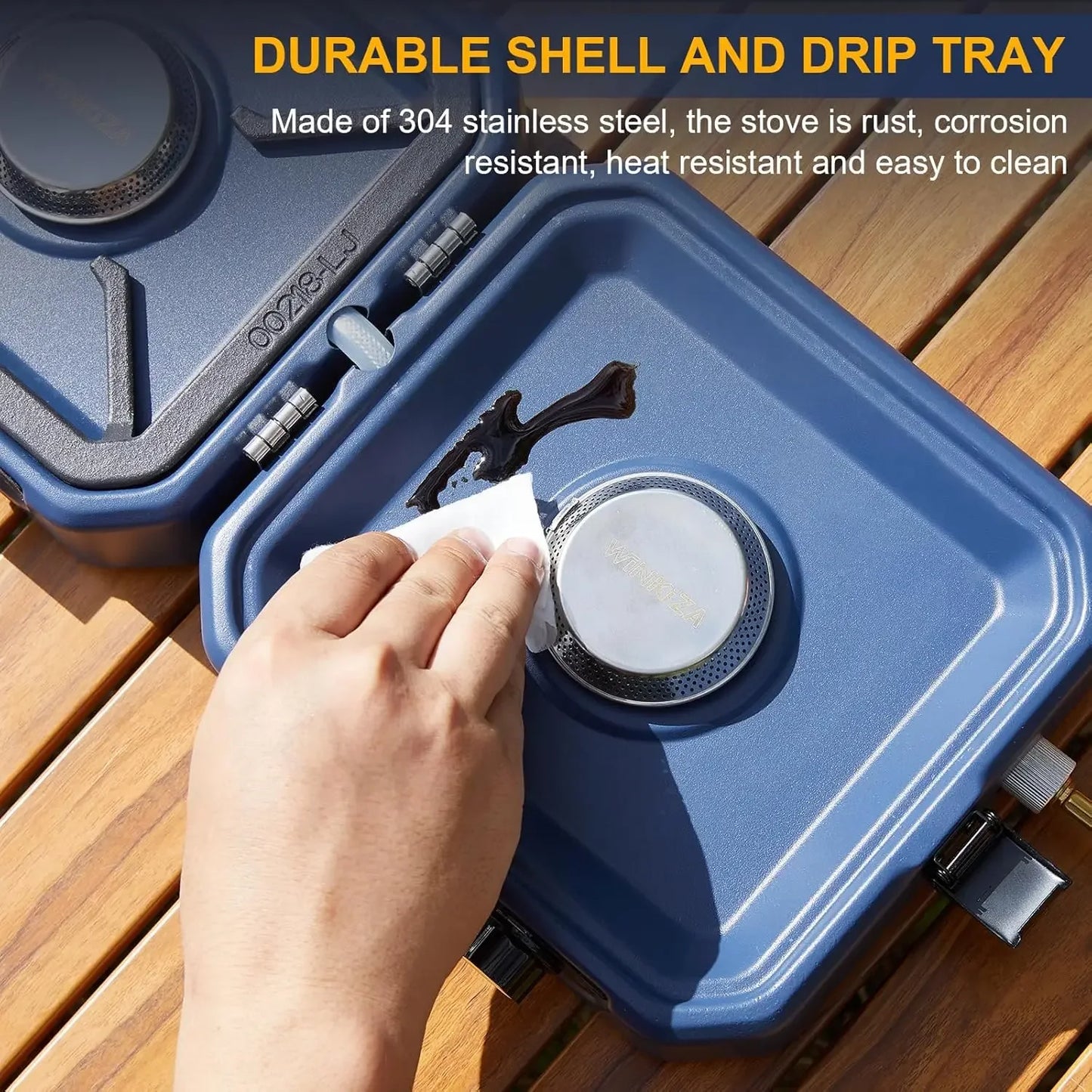 Camping Stove with Grill, Foldable Camp Stove with 16,000 BTU, Two Burners with Pie