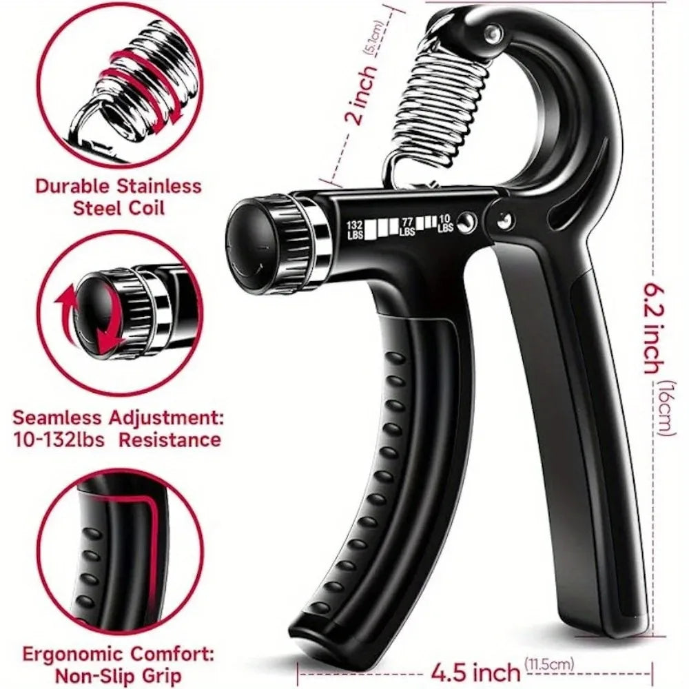 Grip Strengthener - 5 Piece Kit with Adjustable Resistance
