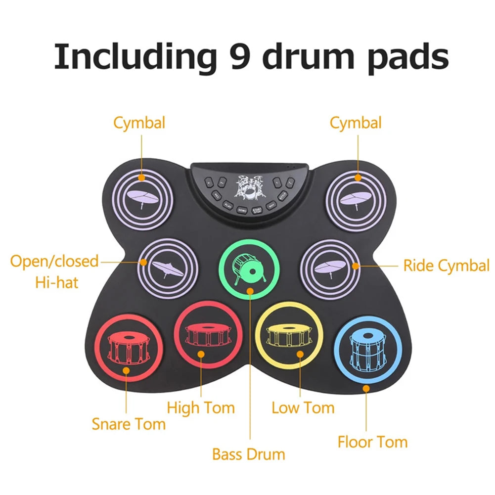 Folding Music Drums Hand Roll USB Electronic Silicon Drum Kit