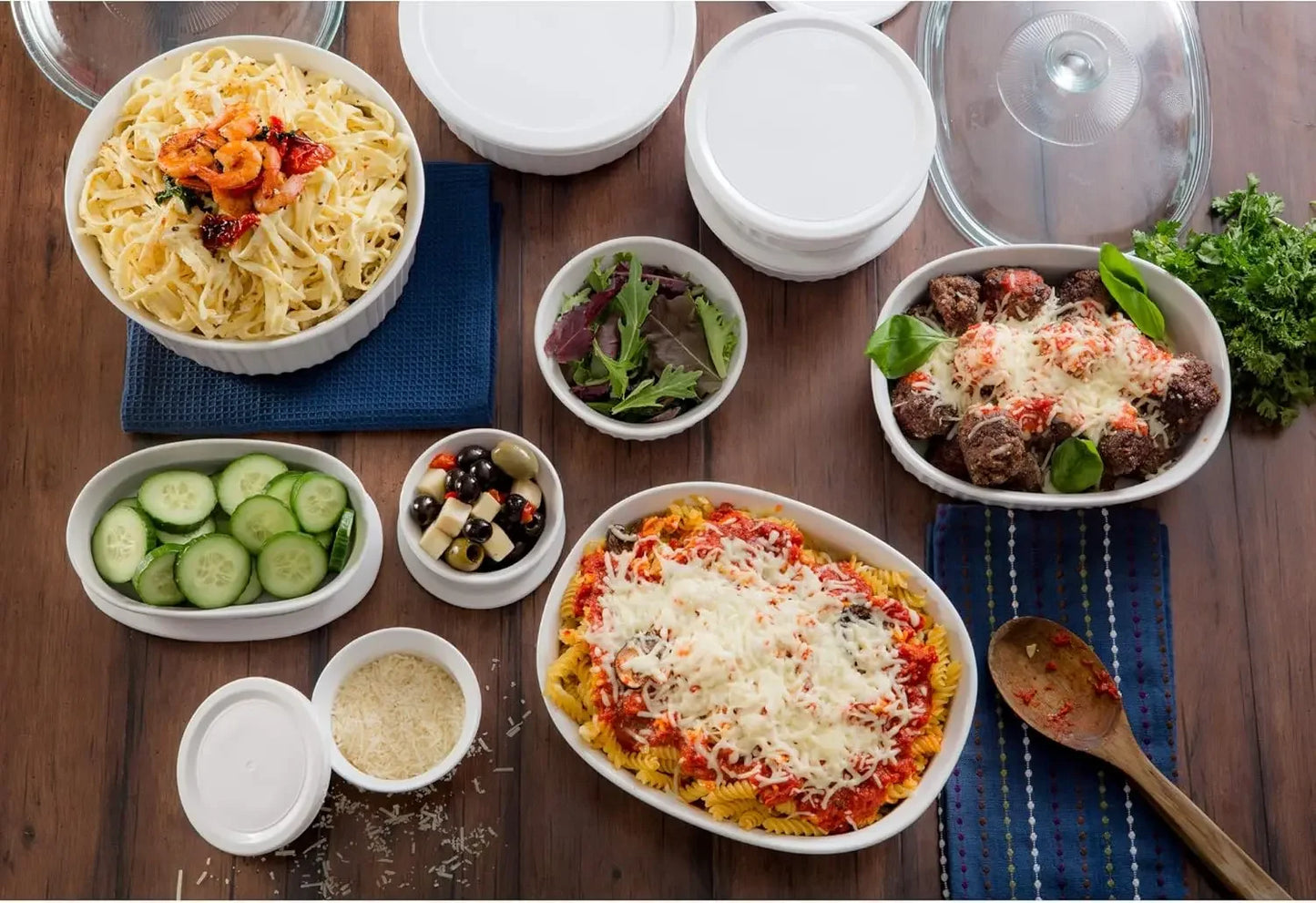20-Pc Ceramic Bakeware Set with Lids, Stoneware, Microwave, Dishwasher, Oven