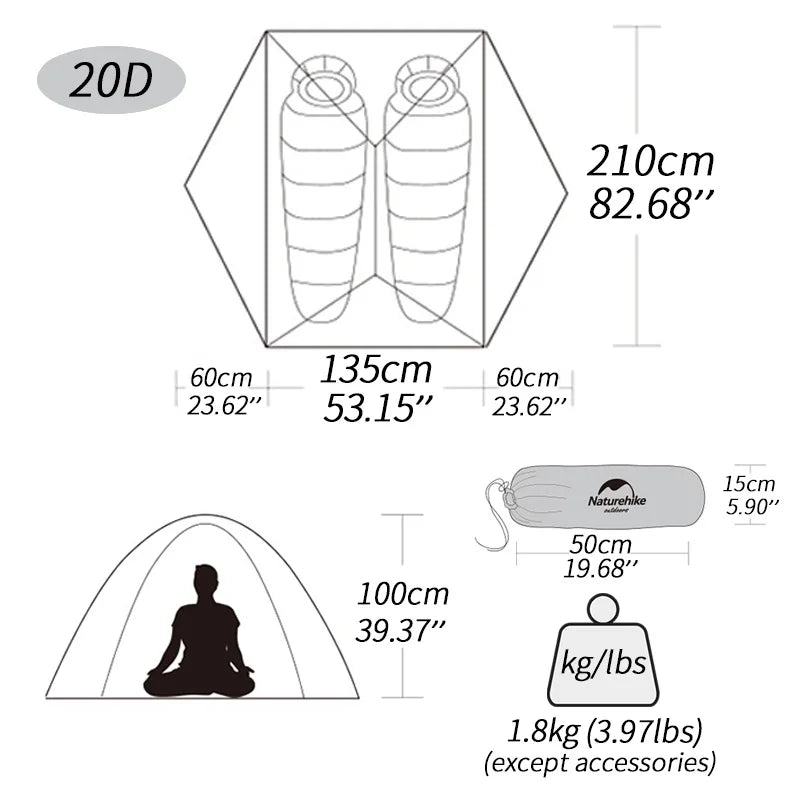 2 Tent 2 Person Backpacking Tent Waterproof