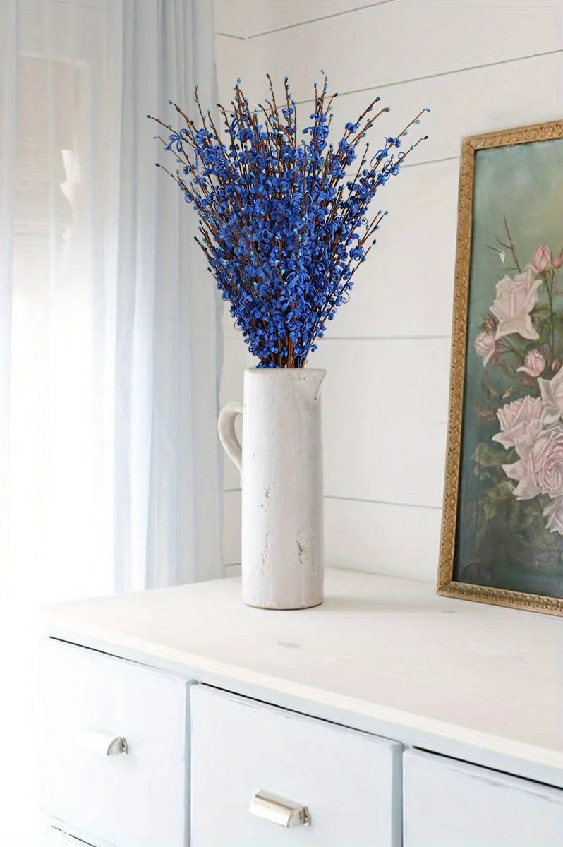 15Pcs Flowers Faux Jasmine Flowers 29.5Inch Pussy Willow Branches