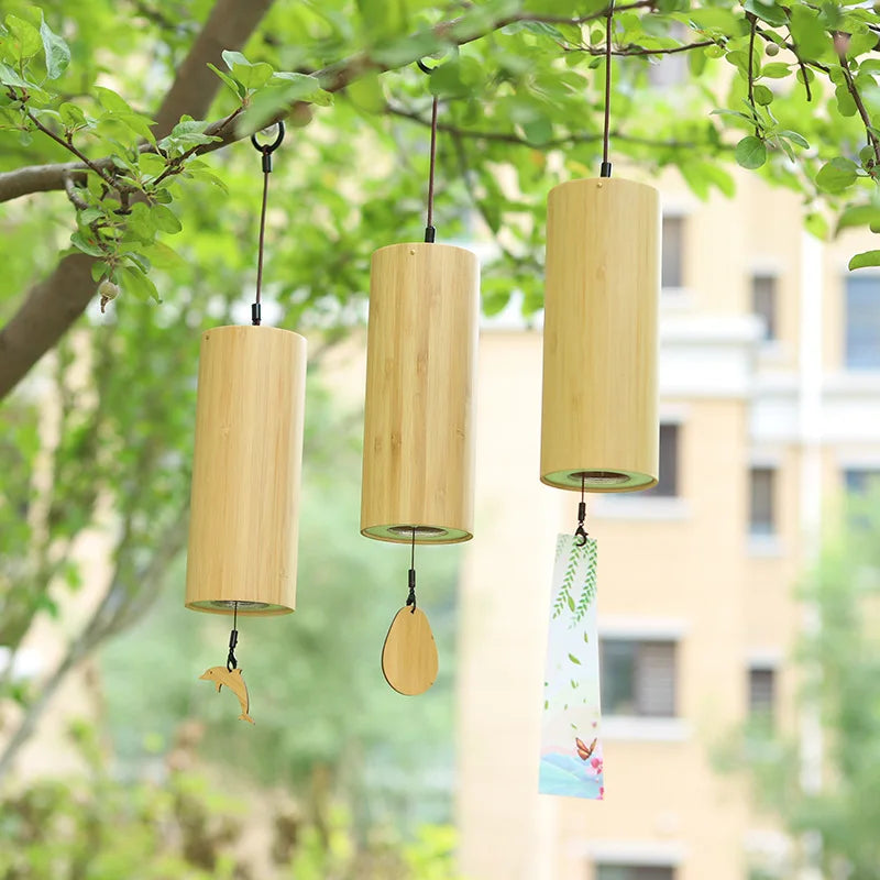 1 Set Wind Chimes Bamboo Chord Handmade Musical Windchime