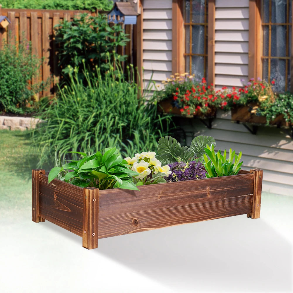Raised Garden Bed, Large Wooden Planter for Outdoor Use