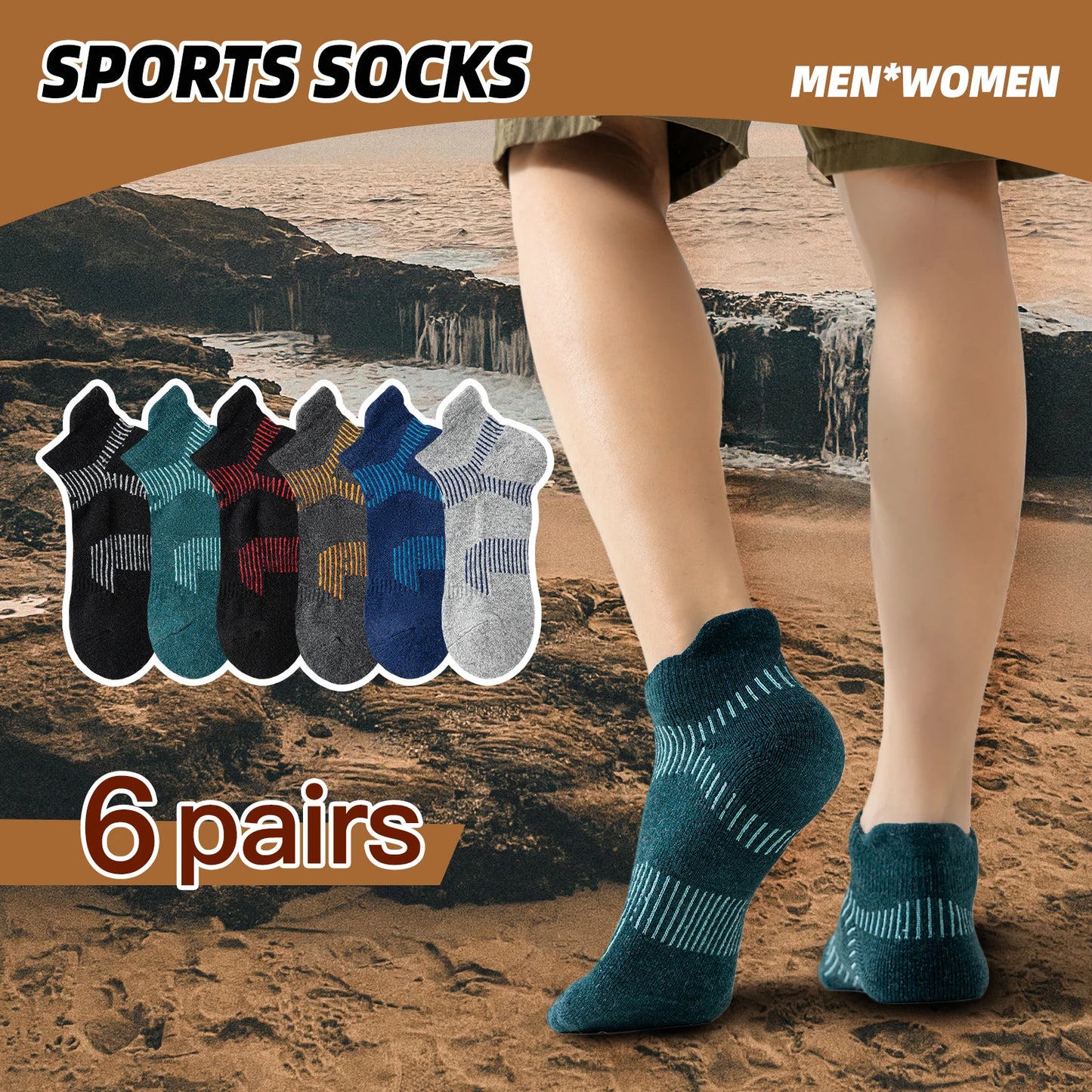 6 Pairs Merino Wool Ankle  Compression Socks