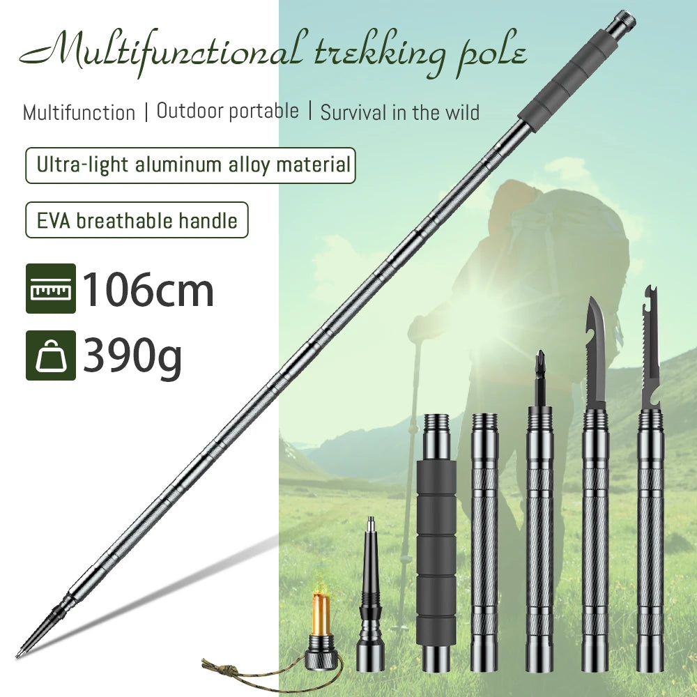 Multifunction Trekking Poles Mountaineering Collapsible Sticks