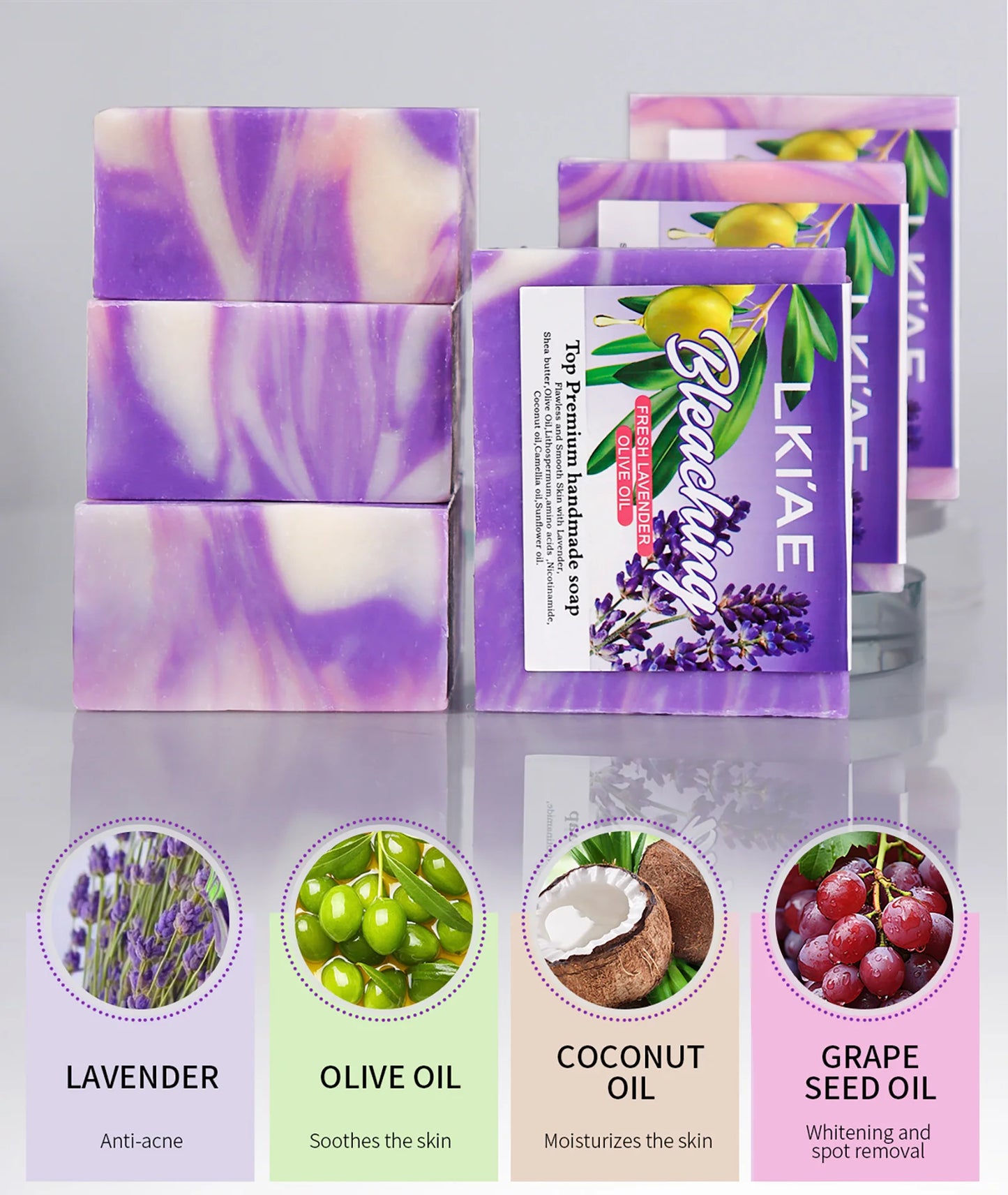 5 Days Anti Acne Brightening Pure Lavender Essential Oil Face Whitening Lavender Soap
