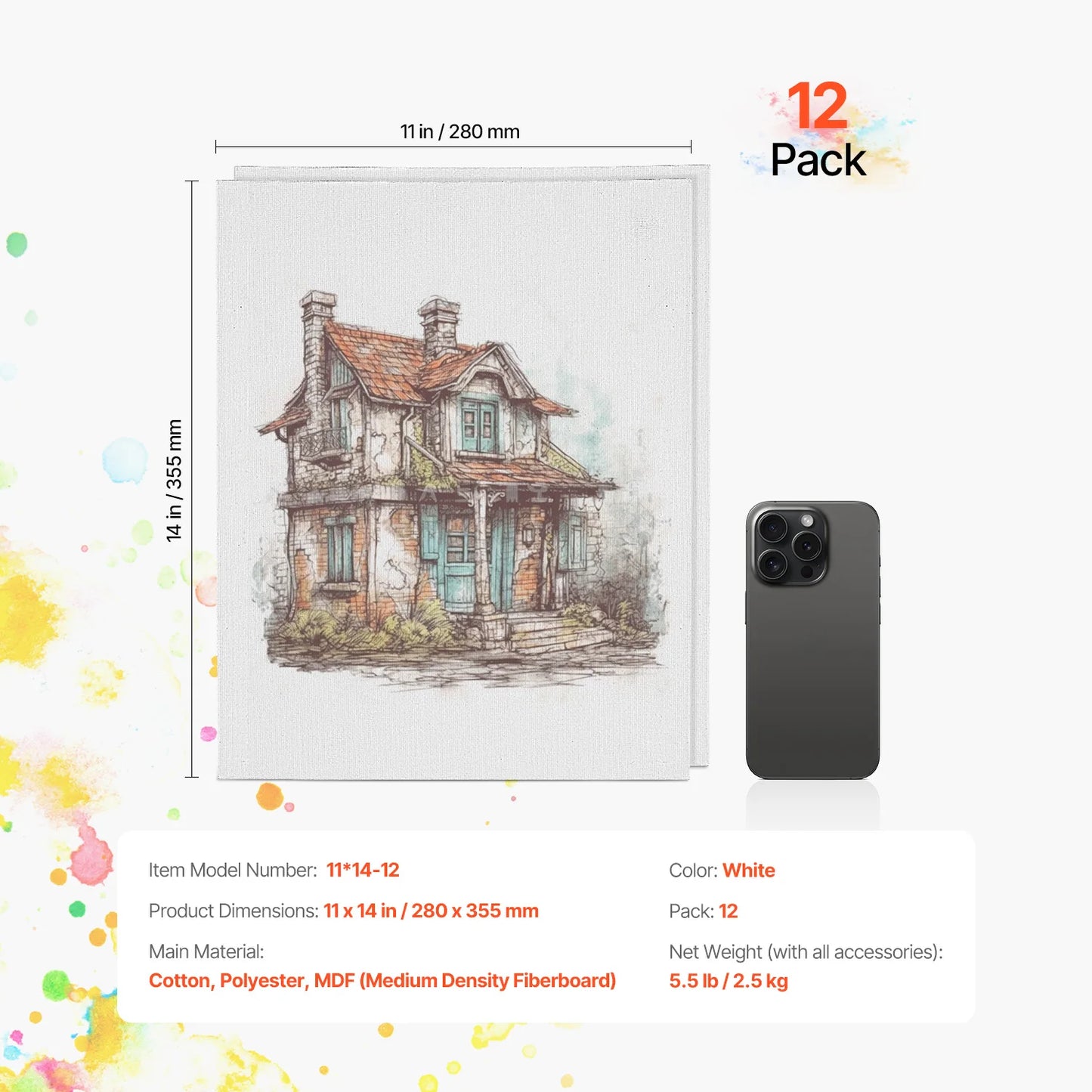 White Canvases Painting Canvas Panels for  Sketching Acrylic Oil Painting Watercolor Paint Canvas