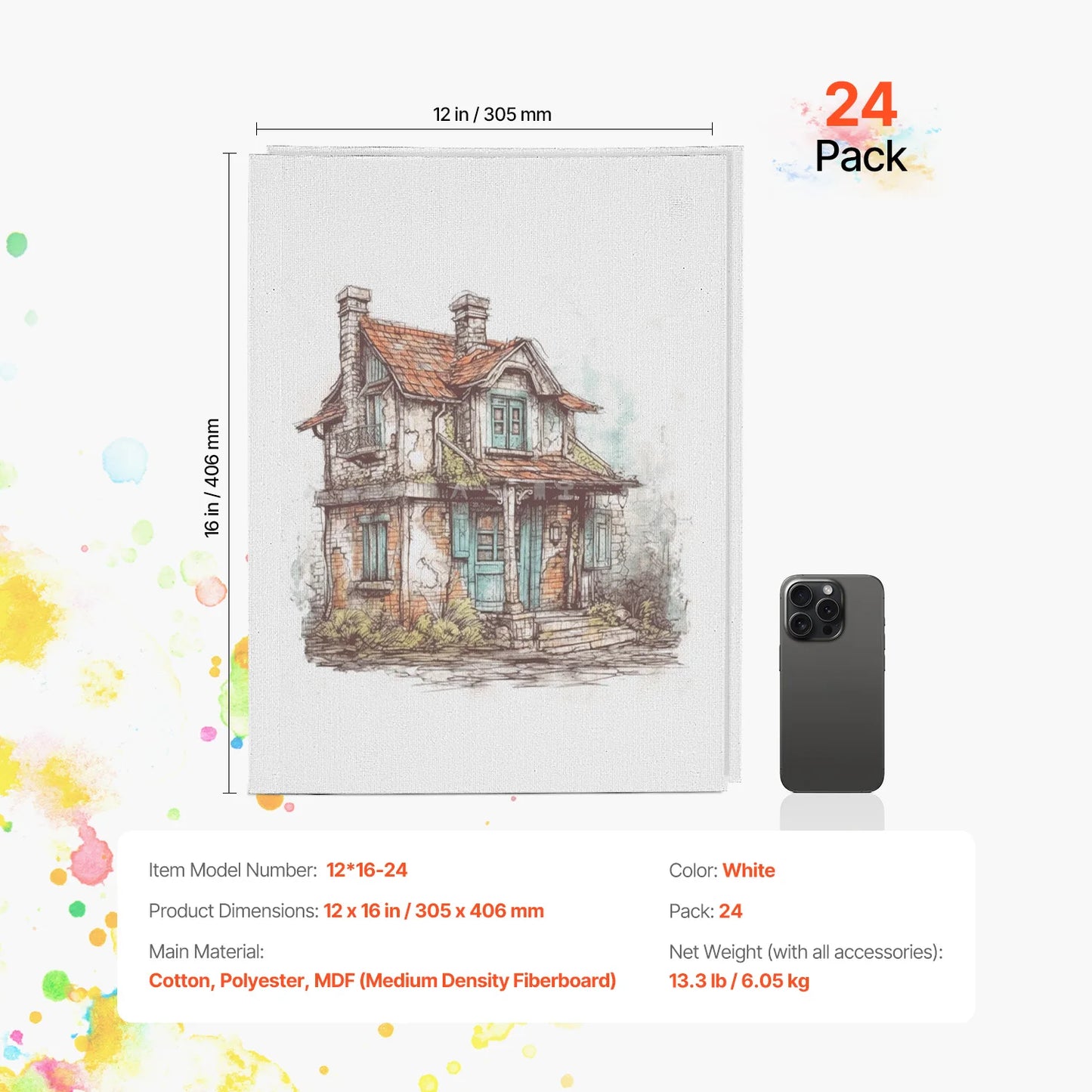 White Canvases Painting Canvas Panels for  Sketching Acrylic Oil Painting Watercolor Paint Canvas