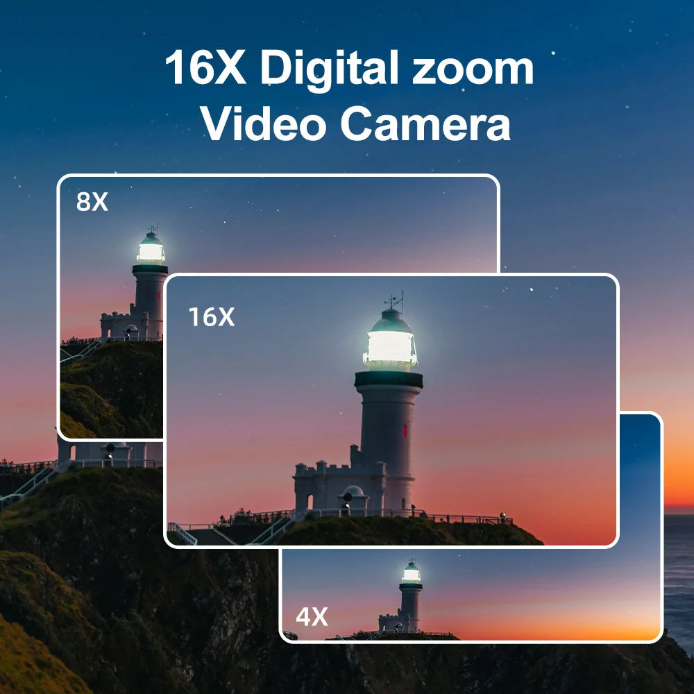 4K Digital Camera 48MP 16X Digital Zoom 3'' Flip Screen