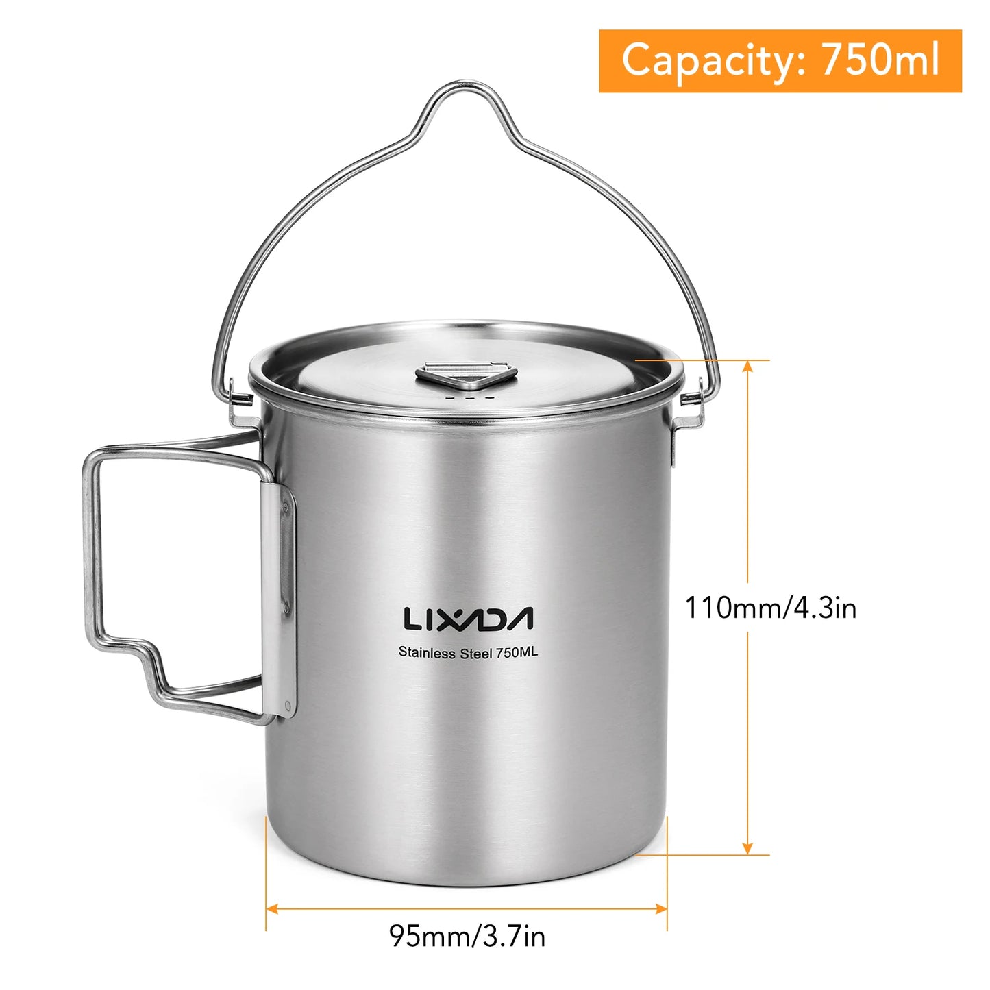 Lixada 750ml Outdoor Stainless Steel Water Cup Mug with Lid