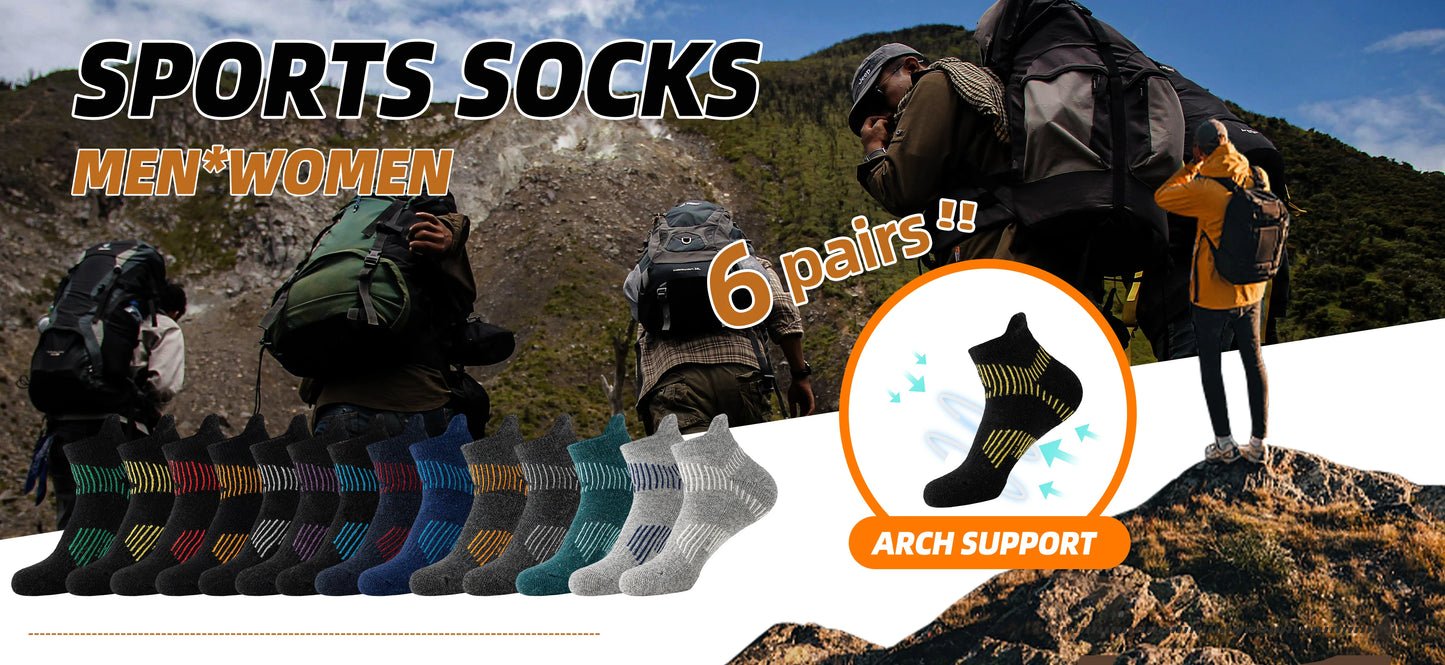 6 Pairs Merino Wool Ankle  Compression Socks