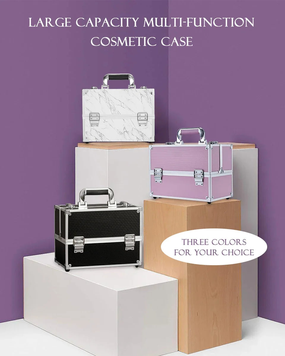 Professional Nail Suitcase Travel Portable Large Capacity Makeup Case with 6 Trays for Make-up Artists