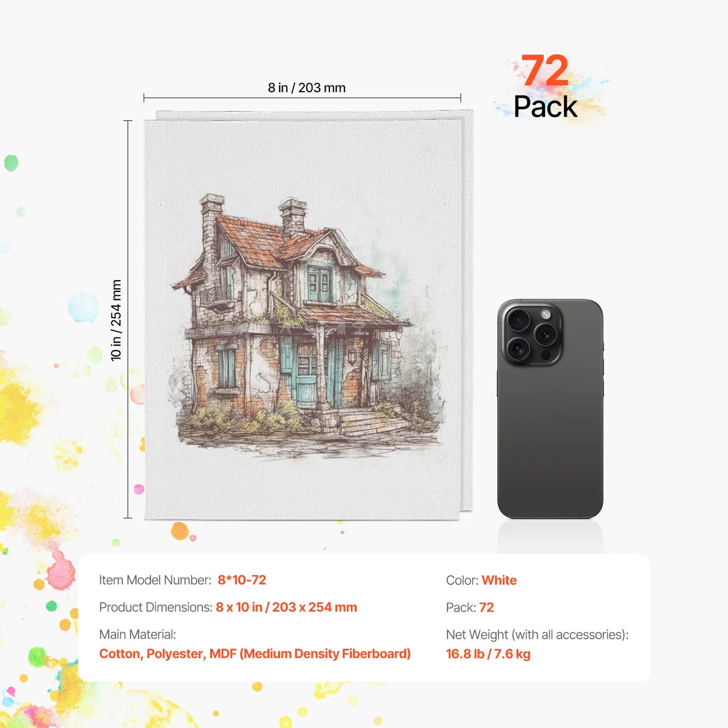 White Canvases Painting Canvas Panels for  Sketching Acrylic Oil Painting Watercolor Paint Canvas