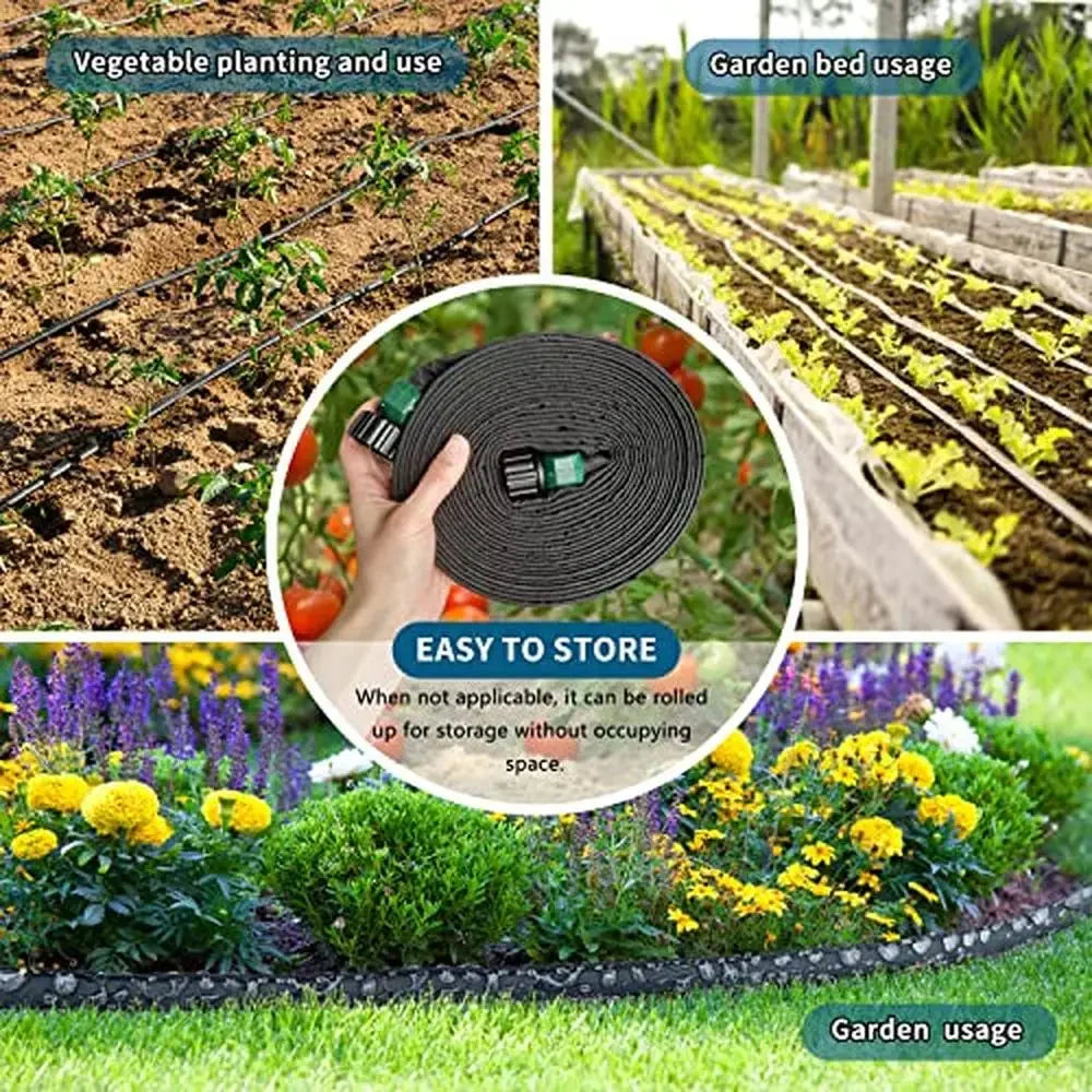 Flat Soaker Hose Garden 100ft 2Pack Cloth Efficient Watering Drip Hoses