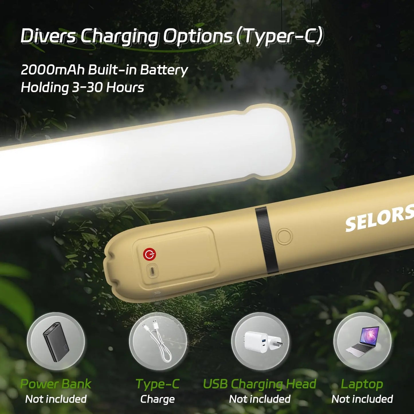 SELORSS Rechargeable Portable Camping Strong Light Waterproof