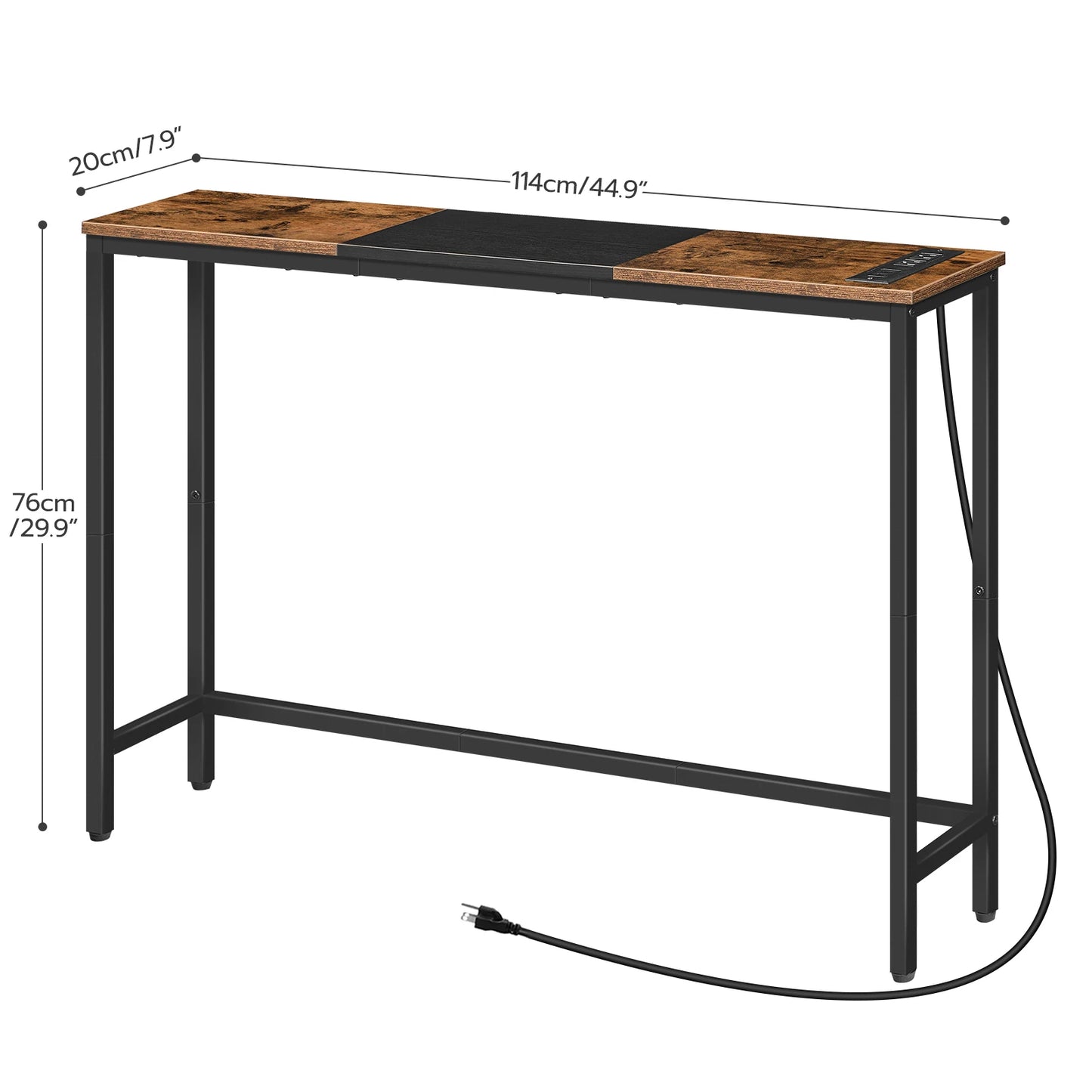 Narrow Console Table with Power Outlets for Living Room