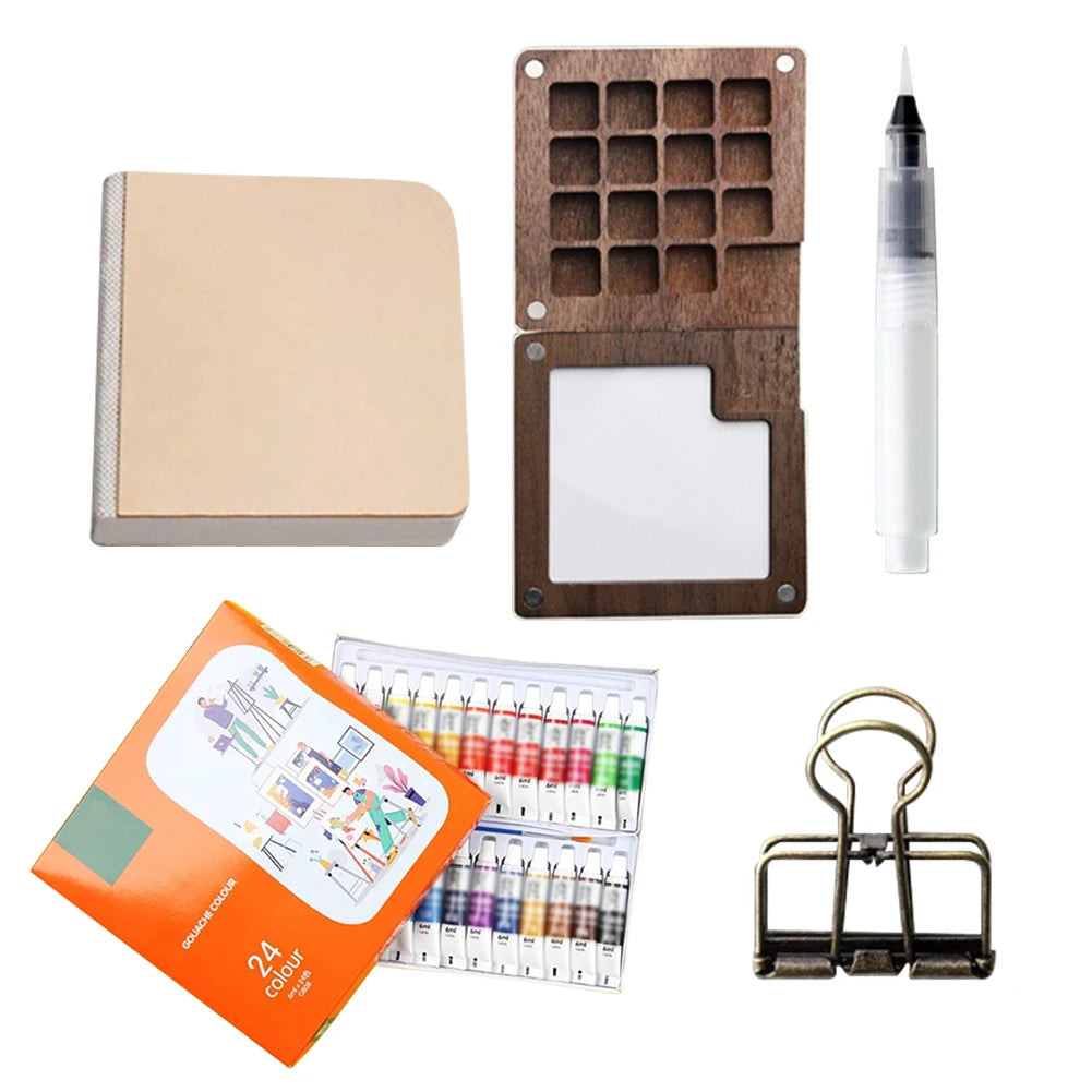 Travel Paint Palette Artist Watercolor Set with Clip Mini Watercolor Palette Set