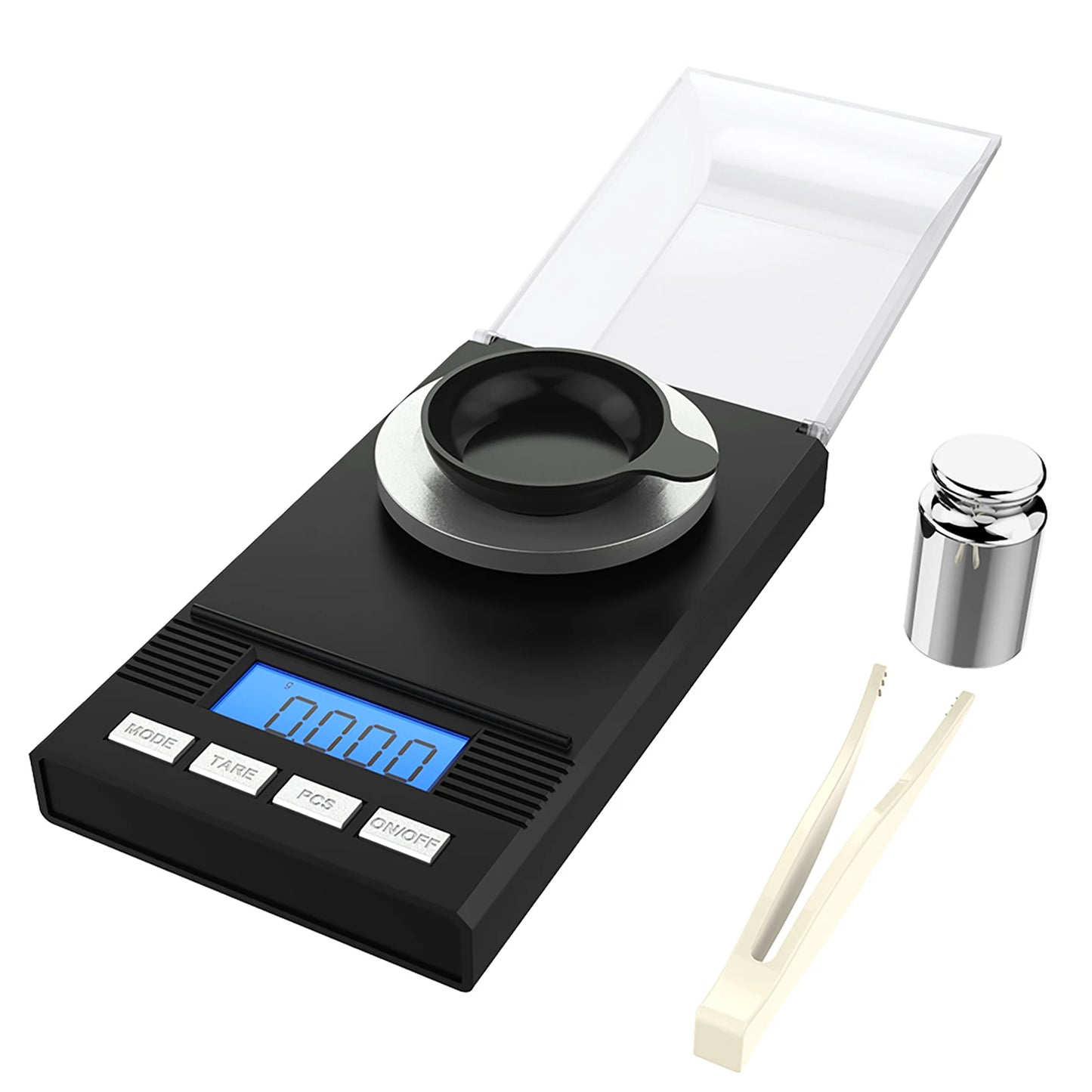 LCD Display Digital Milligram Pocket Scale Mini Jewelry Weigh Scales with Calibration Weights Tweezers Pans