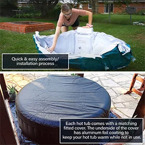 Inflatable Hot Tub Spa | Personal High Powered Jetted Bubble | 265 Gallon | Black