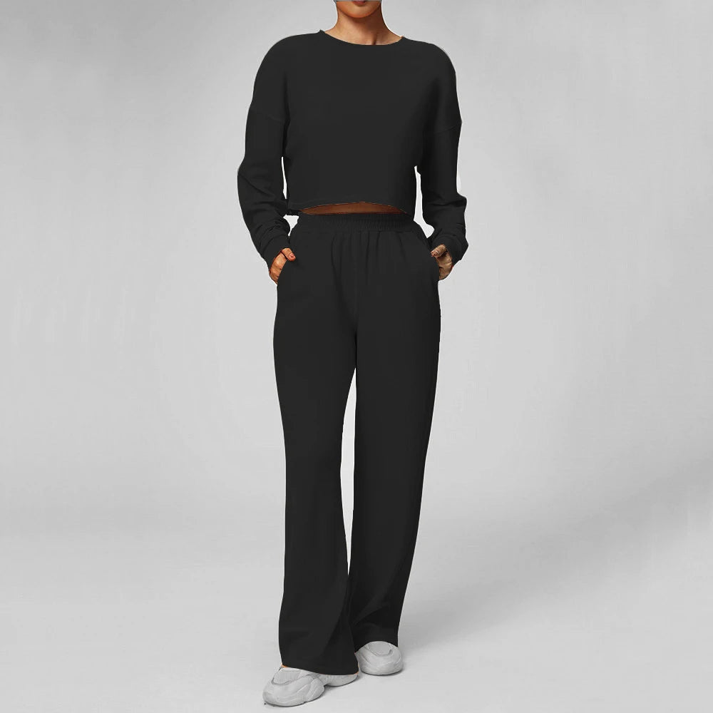 1/2PCS Loose Sweatshirt Yoga Set Gym Clothes Women Fitness