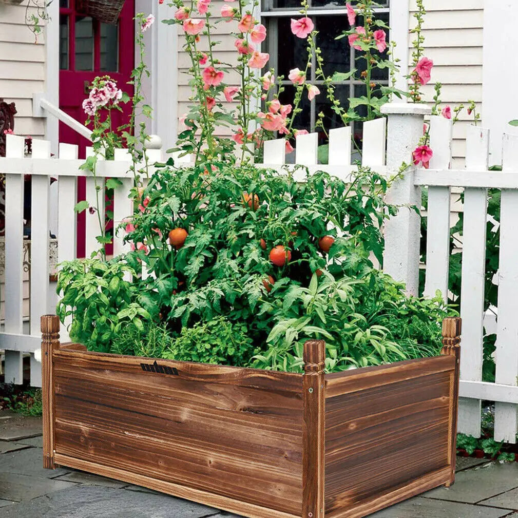 Wood Planter Box Outdoor Raised Planter Beds Large Patio Containers for Flowers Vegetables