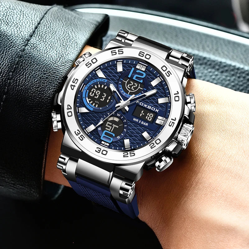 LIGE Fashion Military Watch For Men FOXBOX Luxury Quartz