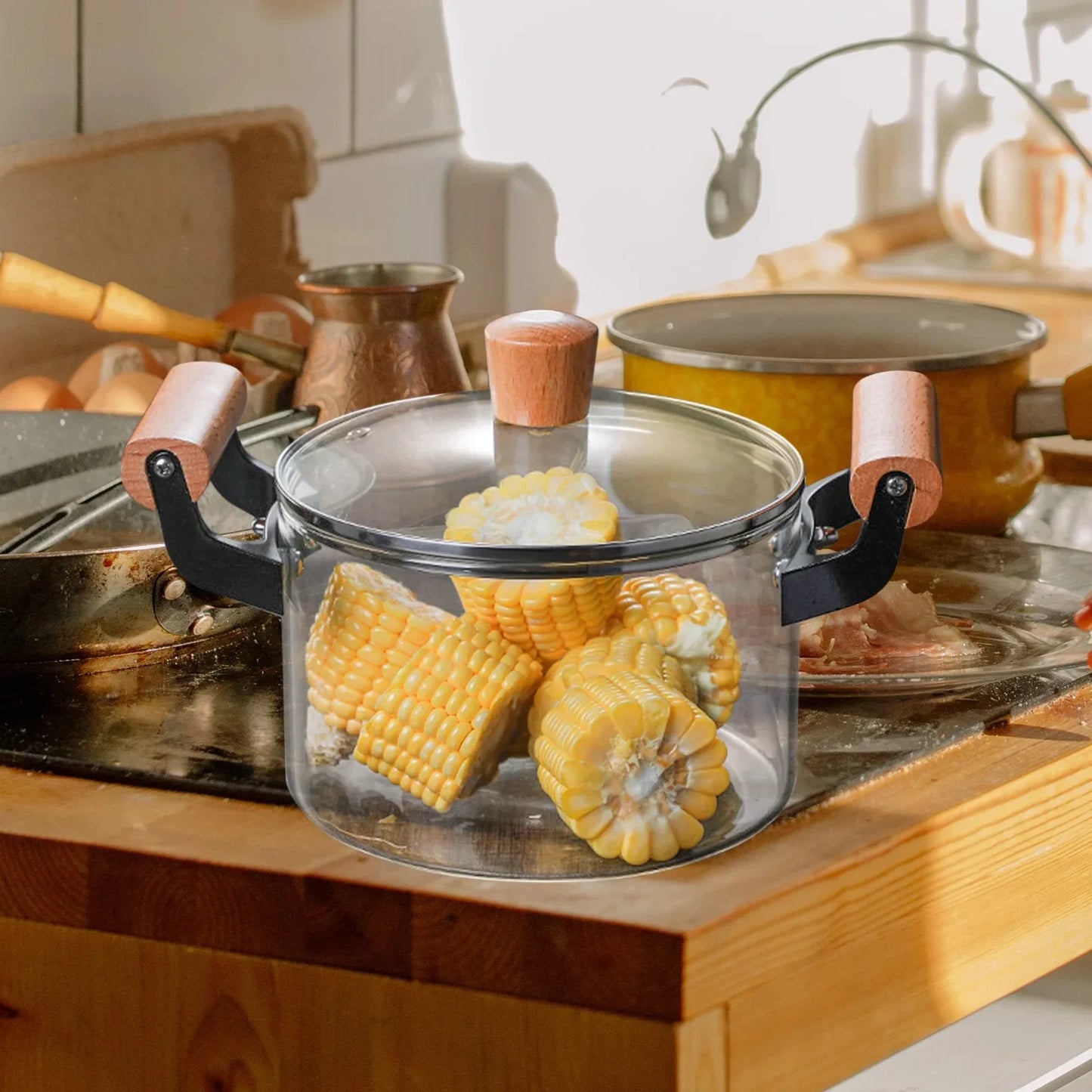 Soup Pot Nonstick Bakeware Sets Glass Stew Pot Lid Utensils