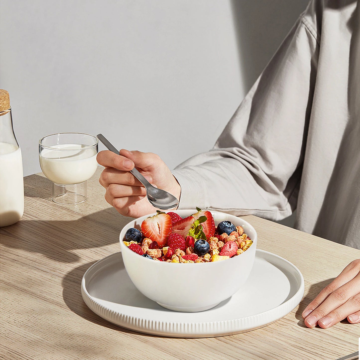 10 Ounce Porcelain Bowls Set 8 Pack Premium White Bowls