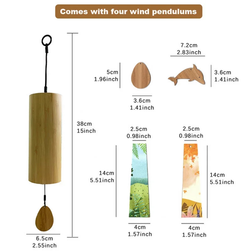 1 Set Wind Chimes Bamboo Chord Handmade Musical Windchime