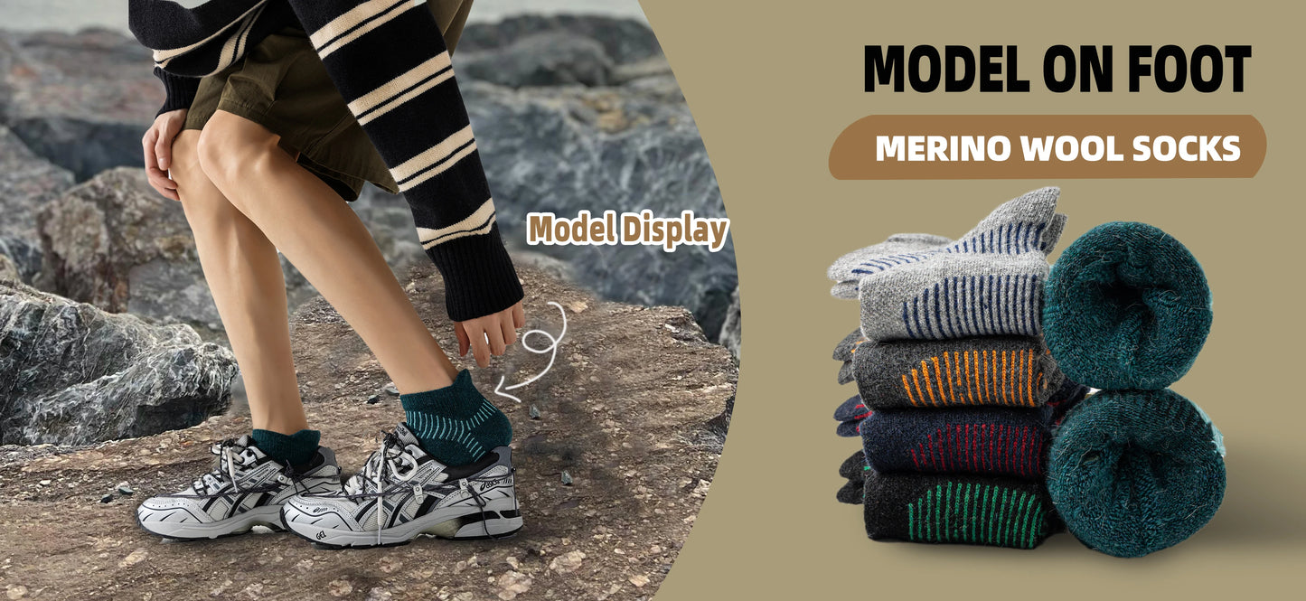 6 Pairs Merino Wool Ankle  Compression Socks