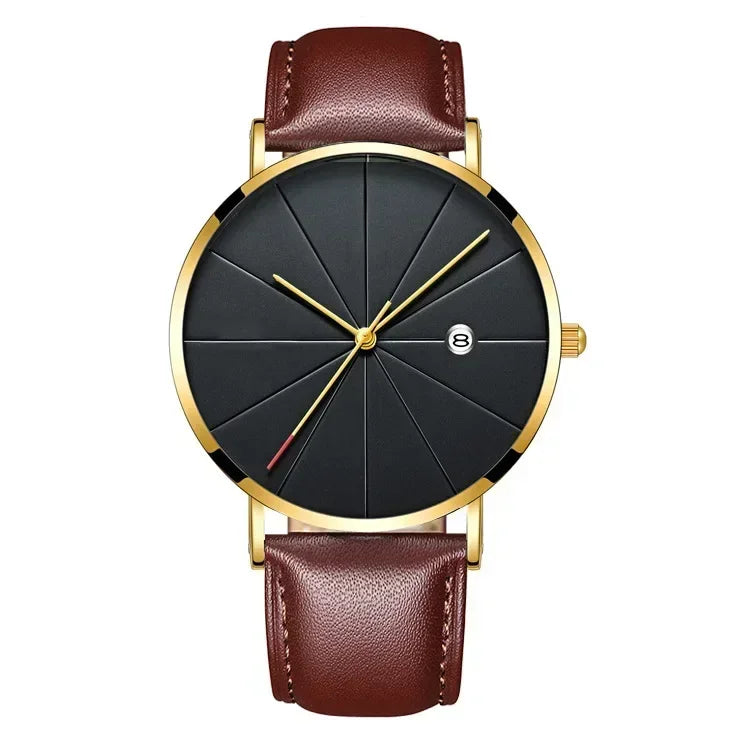 Men Watch Luxury Set Fashion Business Brown Quartz Wrist Watches