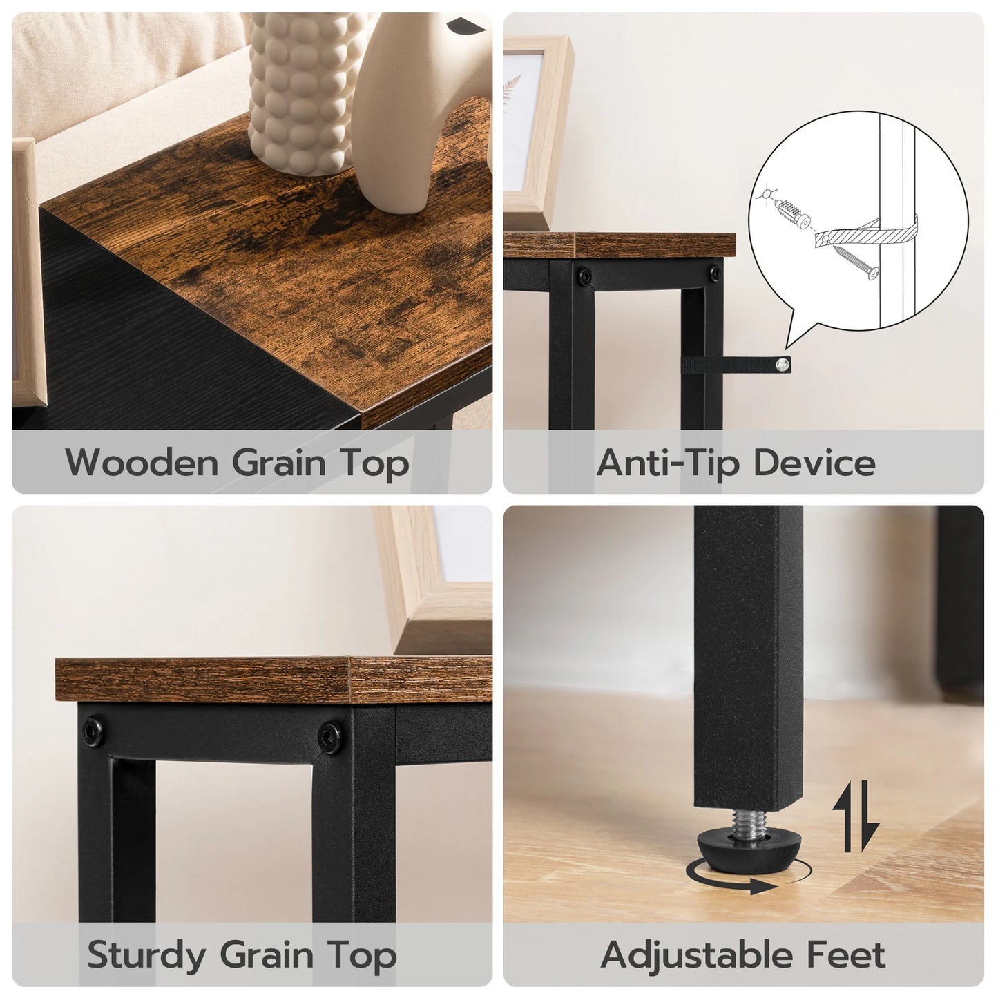 Narrow Console Table with Power Outlets for Living Room