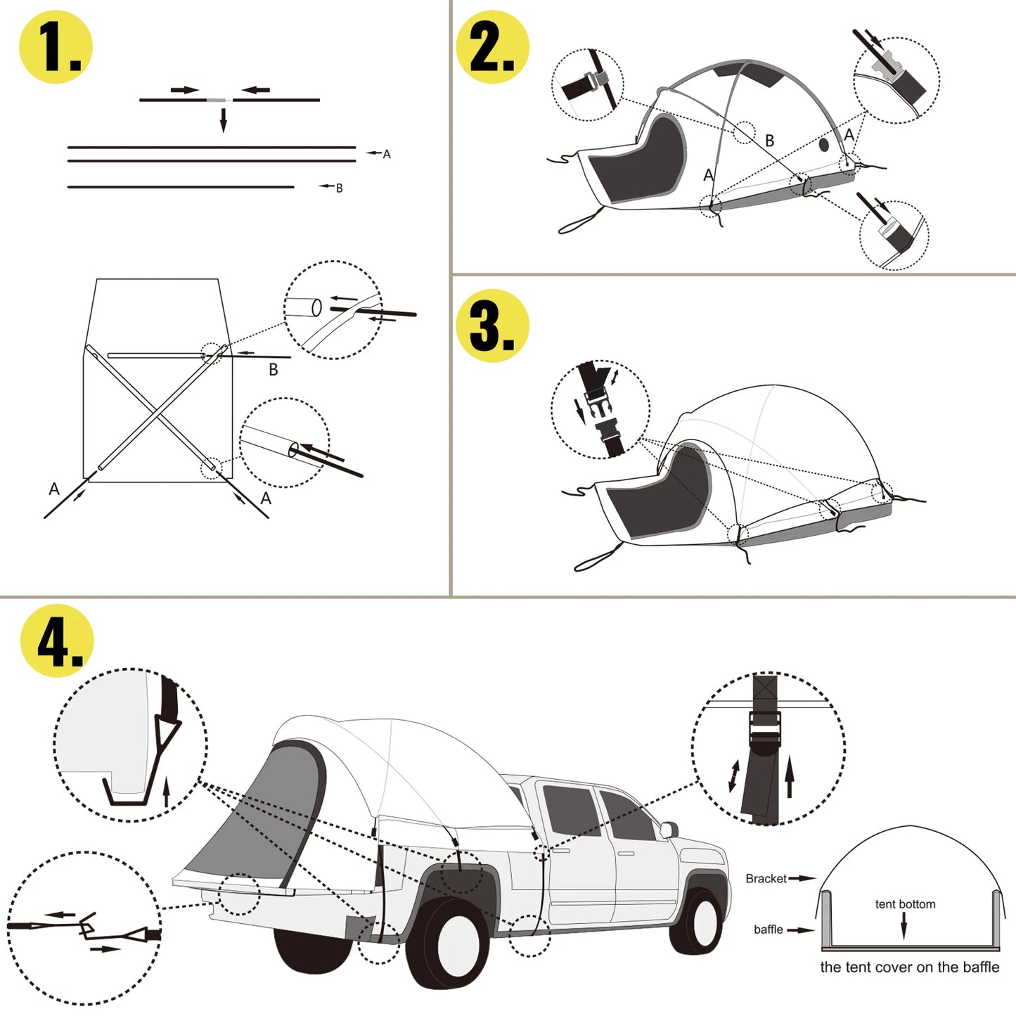 VEVOR 5-8 FT Waterproof Truck Tent Bed for Camping Hiking