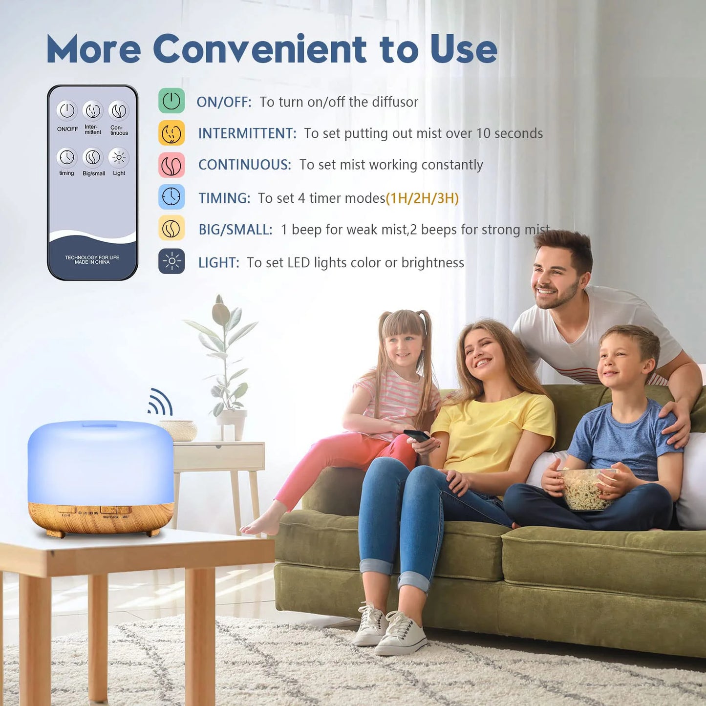 500ML Aromatherapy Oil Diffuser Essential Oil Aroma Diffuser Humidifier for Home Office