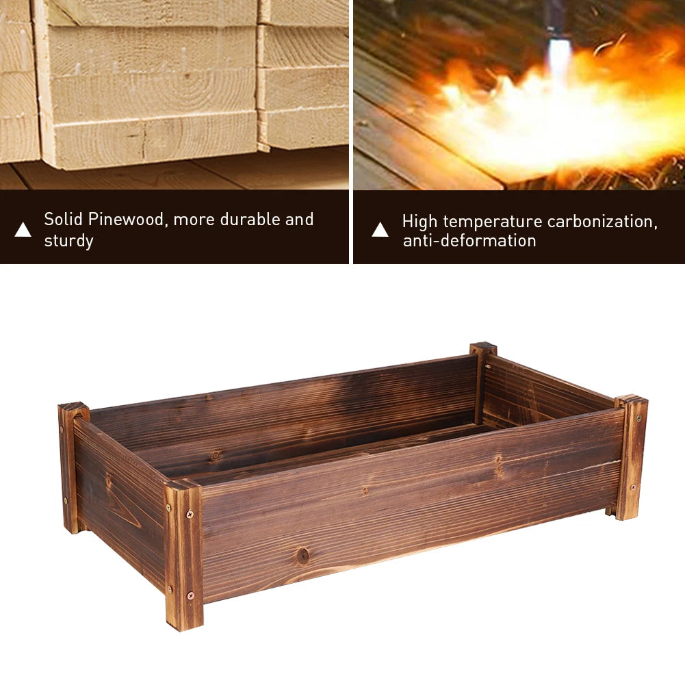 Raised Garden Bed, Large Wooden Planter for Outdoor Use