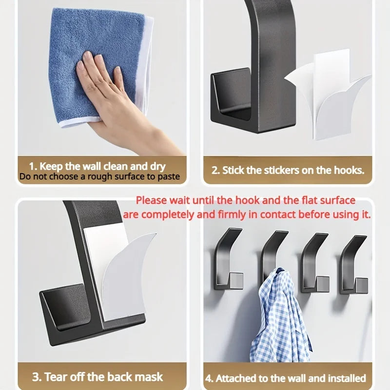5pcs Adhesive Hooks For Walls - No-Drill