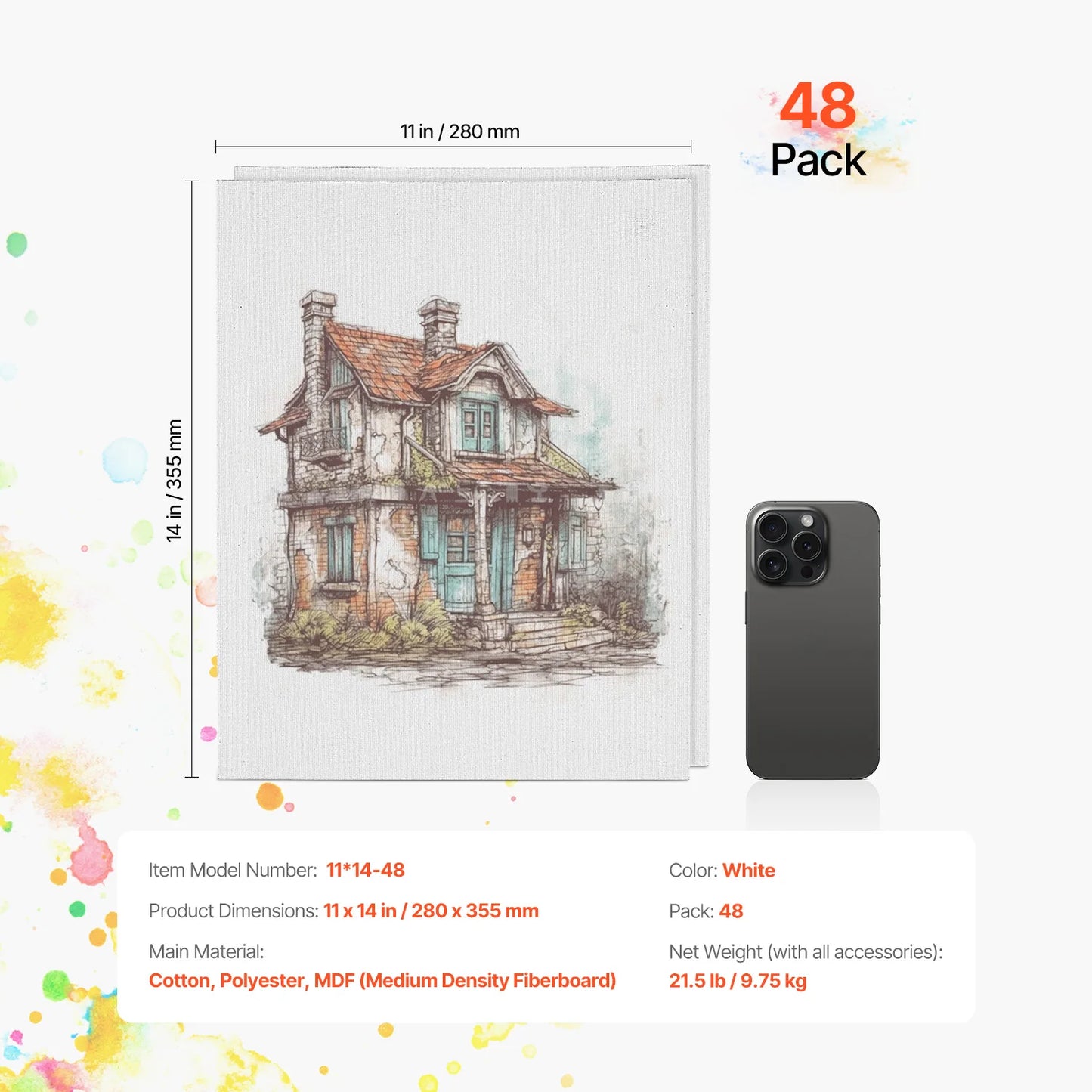 White Canvases Painting Canvas Panels for  Sketching Acrylic Oil Painting Watercolor Paint Canvas