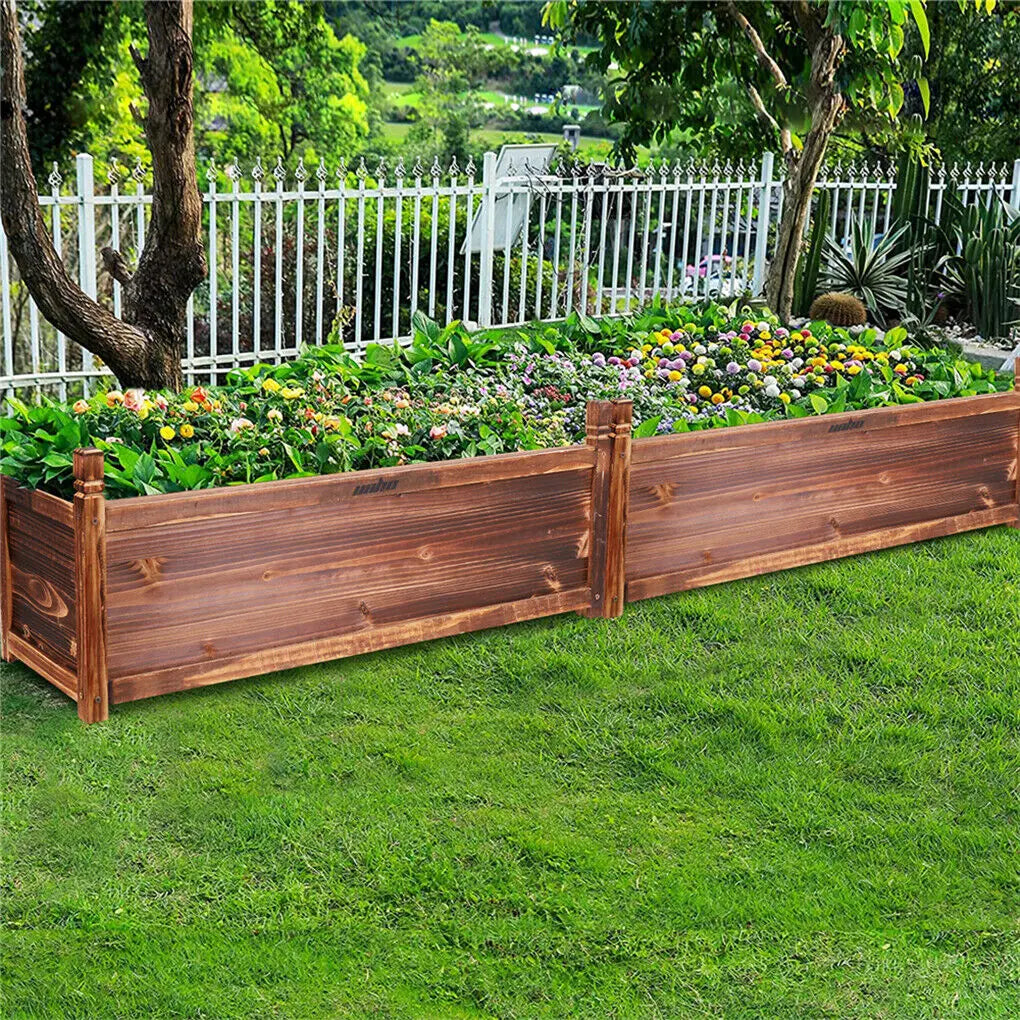 Wood Planter Box Outdoor Raised Planter Beds Large Patio Containers for Flowers Vegetables
