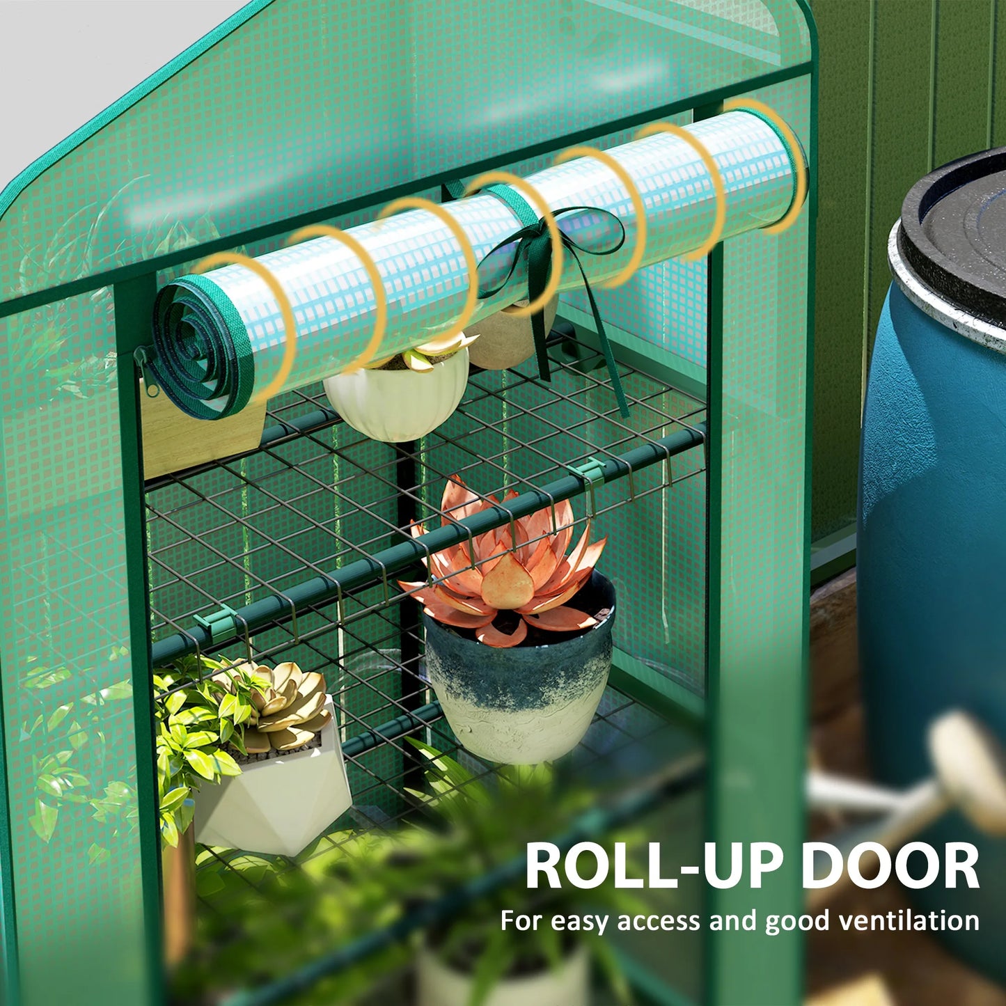 Outsunny 4 Tier Mini Greenhouse with Screen Roof Portable