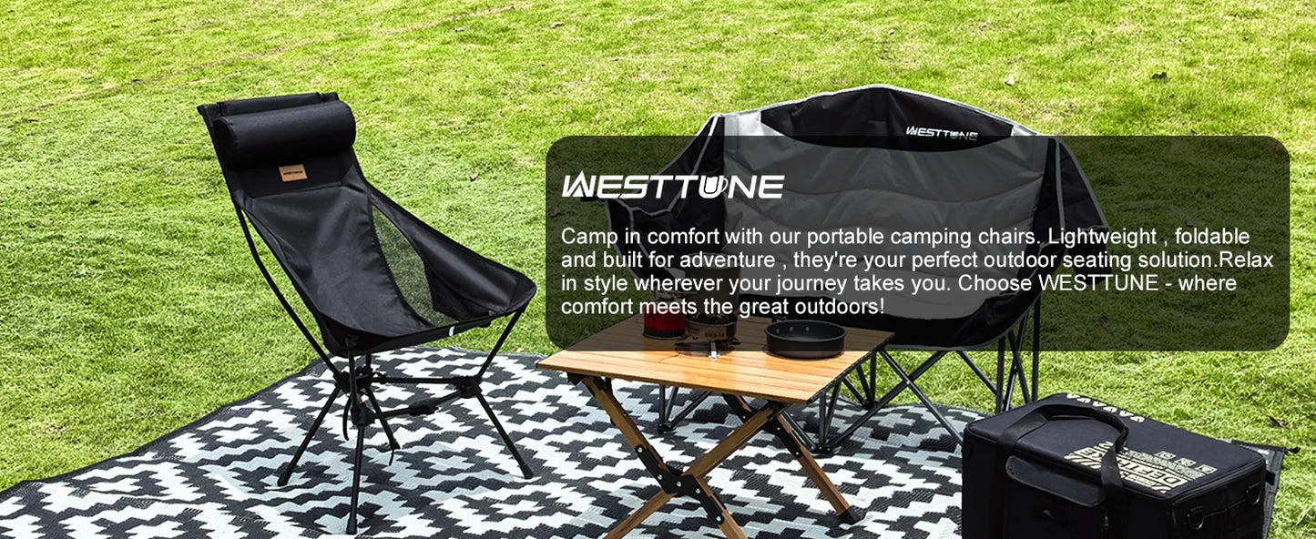 Folding Camping Chair with Headrest and Storage bag
