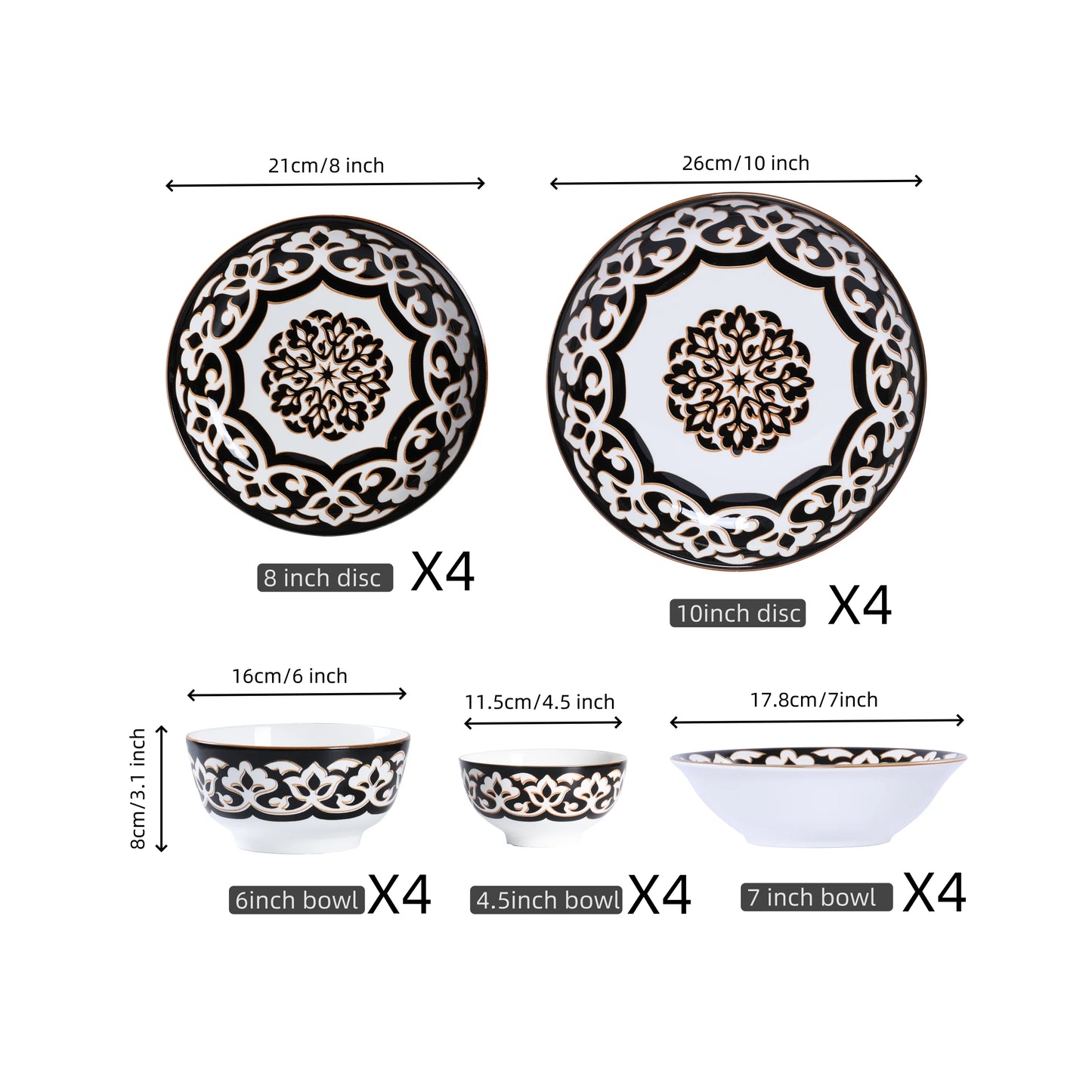 Dinnerware Set for 4-8, Handmade Reactive Glaze Dishes