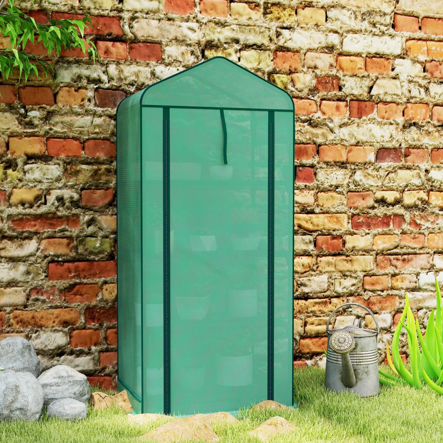 Outsunny 4 Tier Mini Greenhouse with Screen Roof Portable