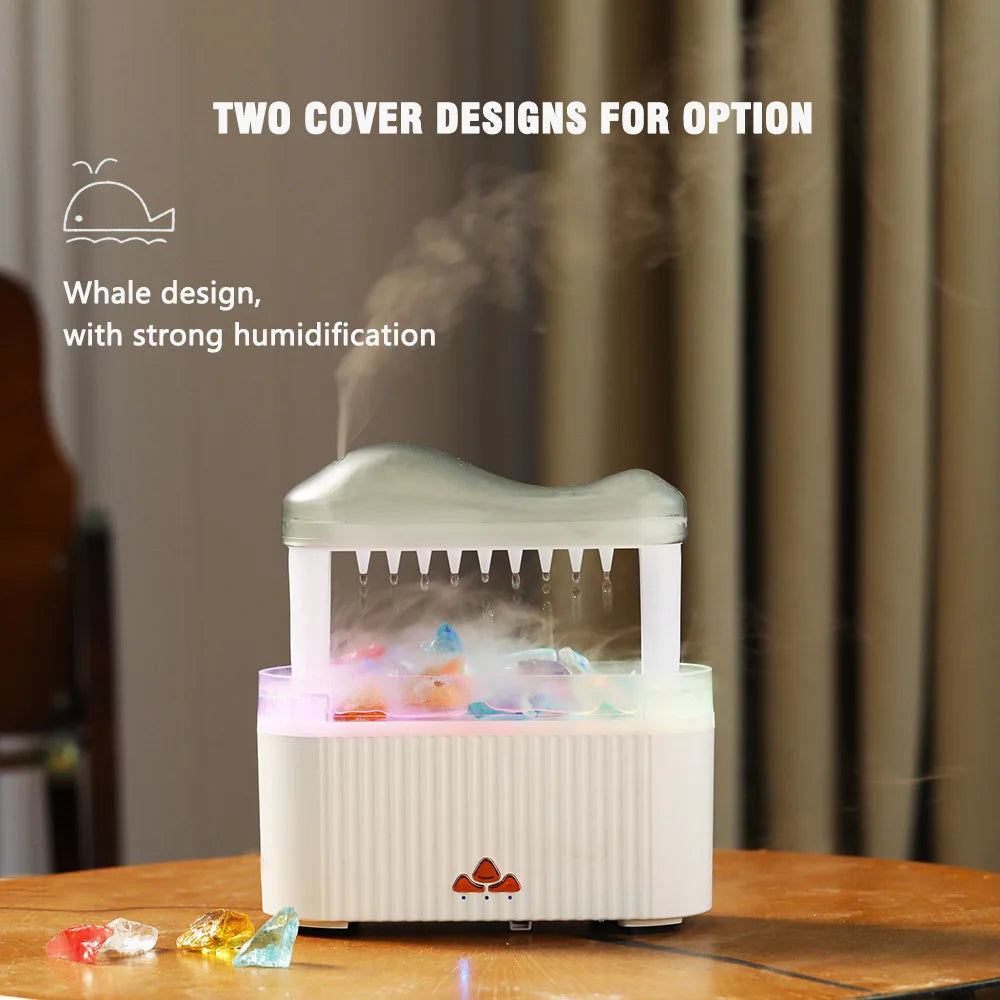 Essential Oil Diffuser Rain Drop Colorful Humidifier with Light and Crystal for Home Office Aromatherapy and Relaxation