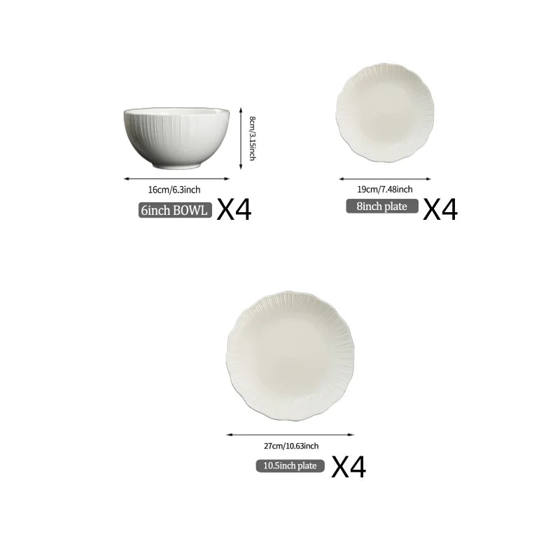 12/20-Piece Porcelain Dinner Set Elegant White Ceramic Bowls and Plates