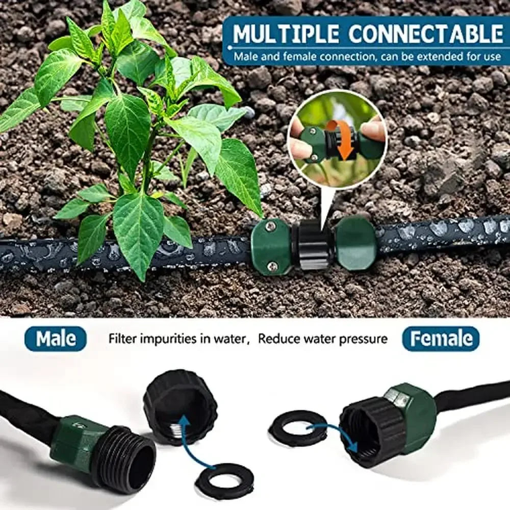 Flat Soaker Hose Garden 100ft 2Pack Cloth Efficient Watering Drip Hoses