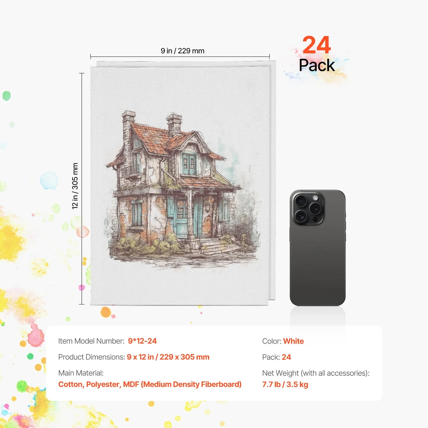 White Canvases Painting Canvas Panels for  Sketching Acrylic Oil Painting Watercolor Paint Canvas